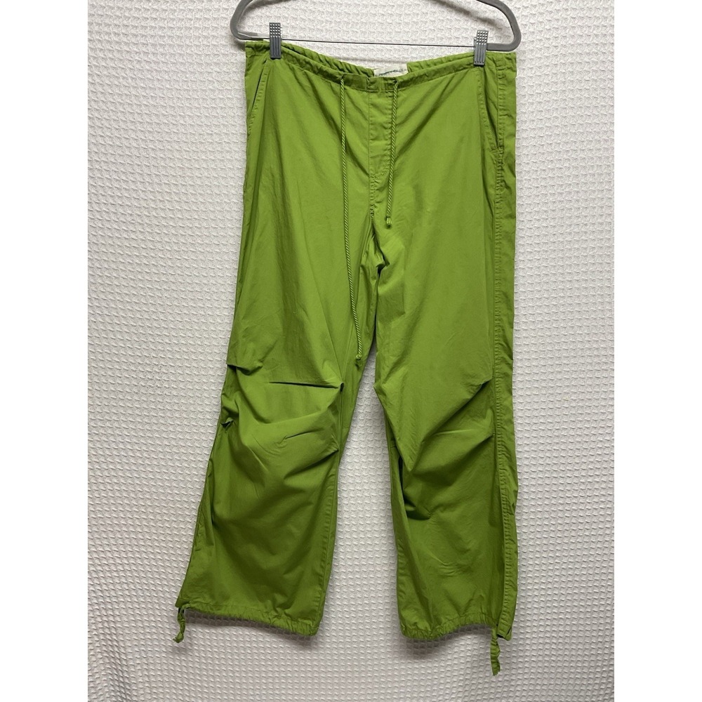 New Happily Grey Womens Size S Green The Parachute Pants Drawstring Cotton Slack